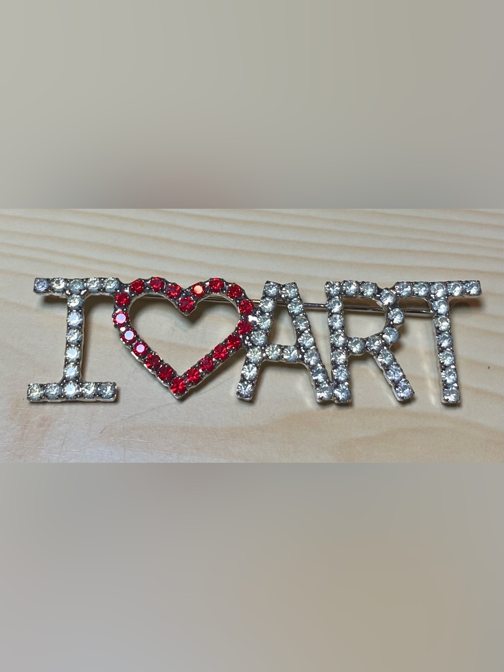 Dorothy Bauer Tampa Museum Of Art I Heart Art Pin Brooch Vintage Rhinestone